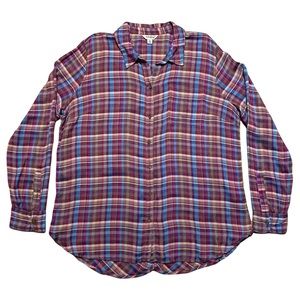 Lucky Brand Bungalow Plaid Button Down Flannel Shirt size XL